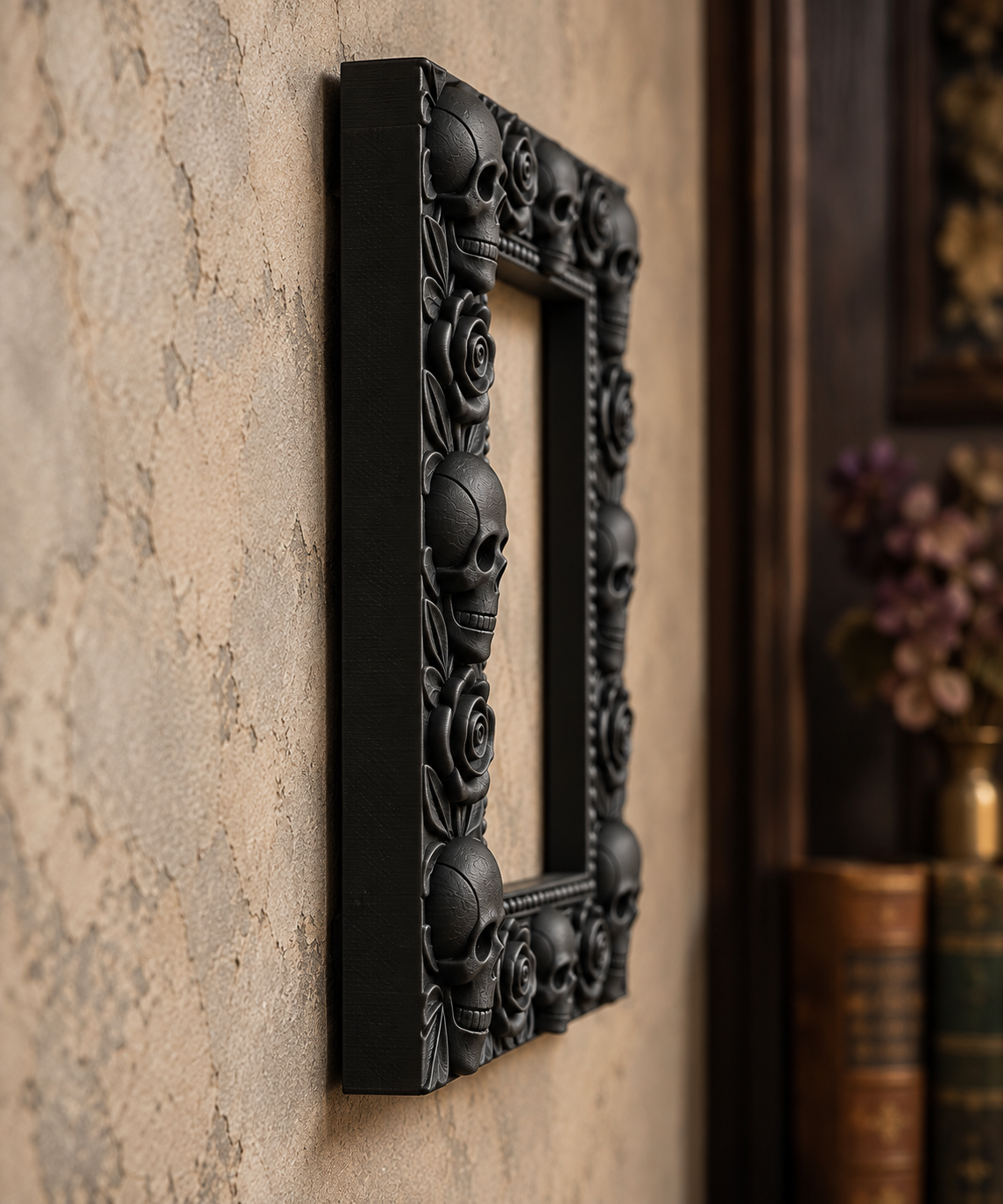 The Widow’s Garland — Skull & Rose Photo Frame by Gremlin Relics