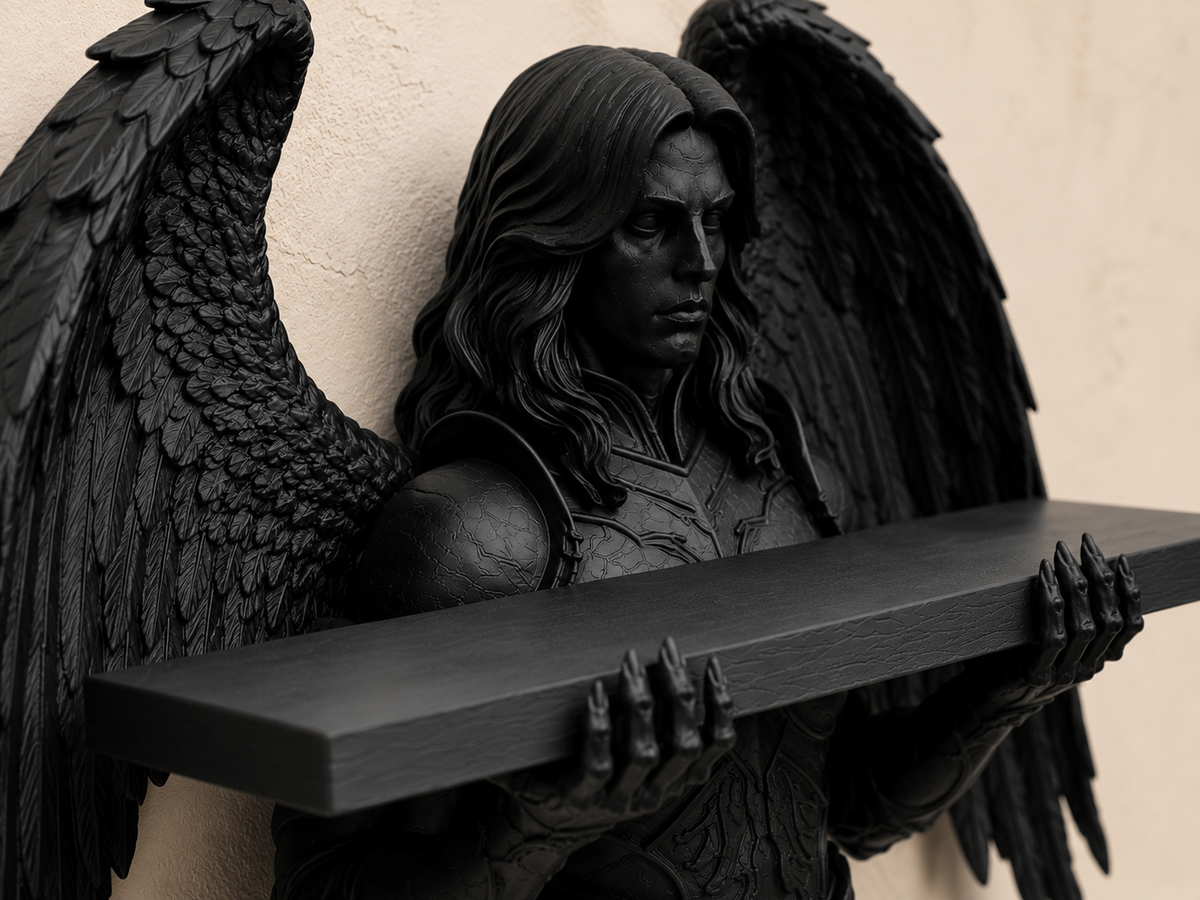 The Fallen Sentinel — Gothic Angel Wall Shelf by Gremlin Relics