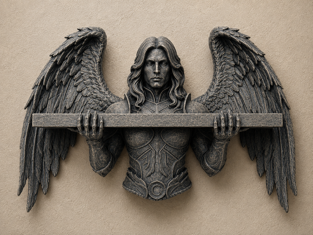 The Fallen Sentinel — Gothic Angel Wall Shelf by Gremlin Relics
