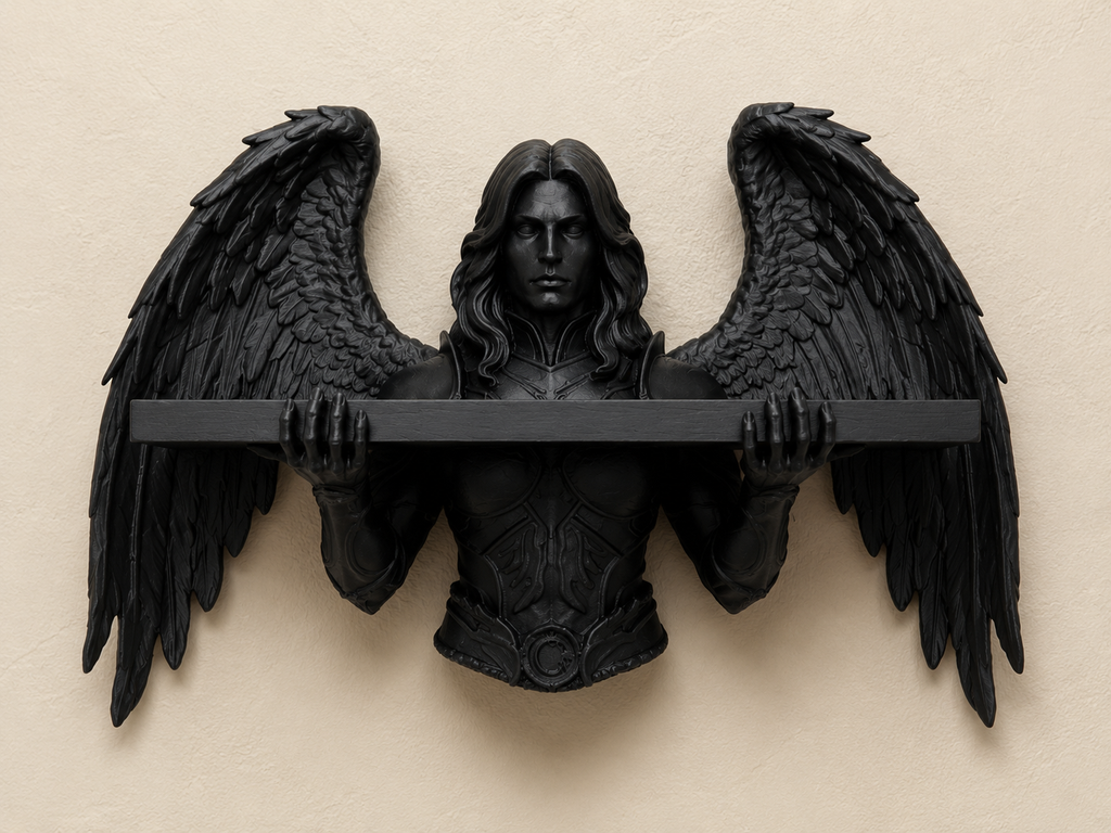 The Fallen Sentinel — Gothic Angel Wall Shelf by Gremlin Relics