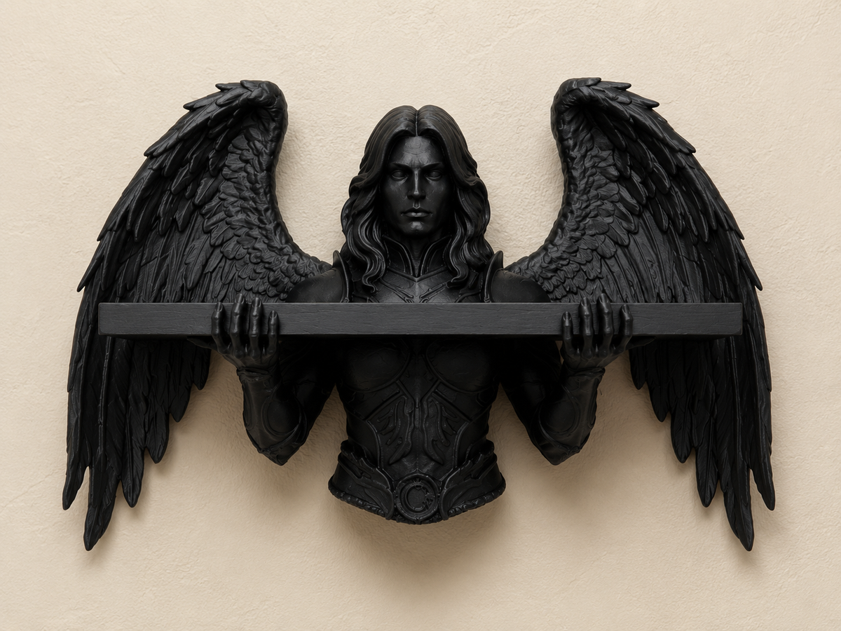 The Fallen Sentinel — Gothic Angel Wall Shelf by Gremlin Relics