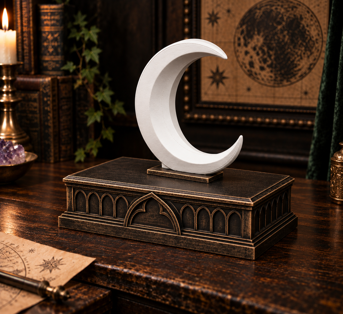 The Waning Casket — Crescent Moon Jewellery Box by Gremlin Relics