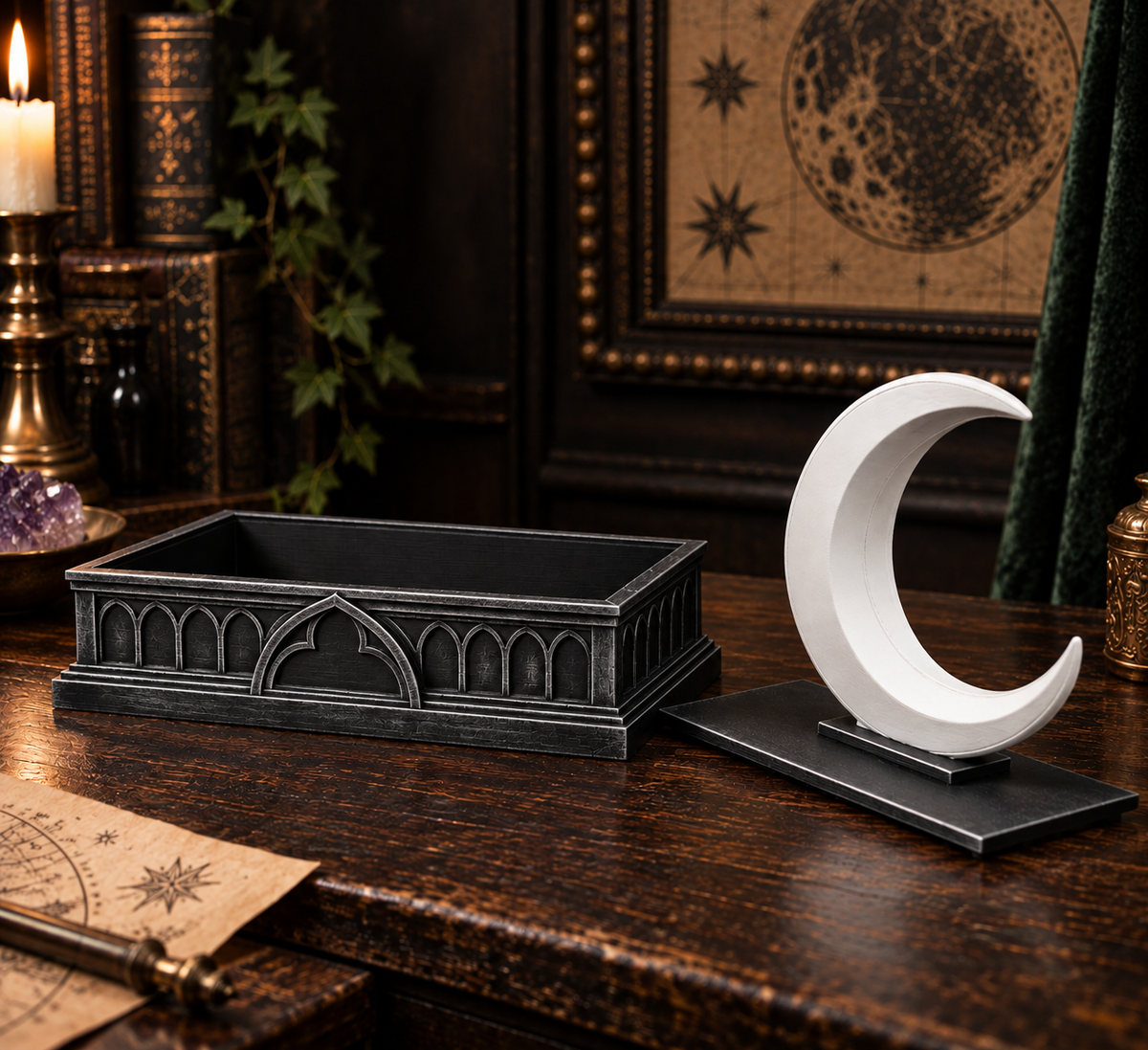 The Waning Casket — Crescent Moon Jewellery Box by Gremlin Relics