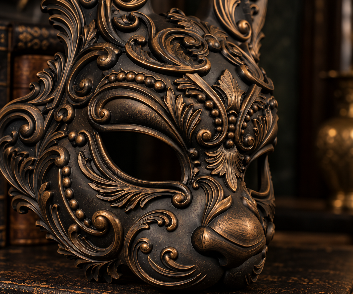 The Moonlit Hare — Baroque Rabbit Masquerade Mask by Gremlin Relics