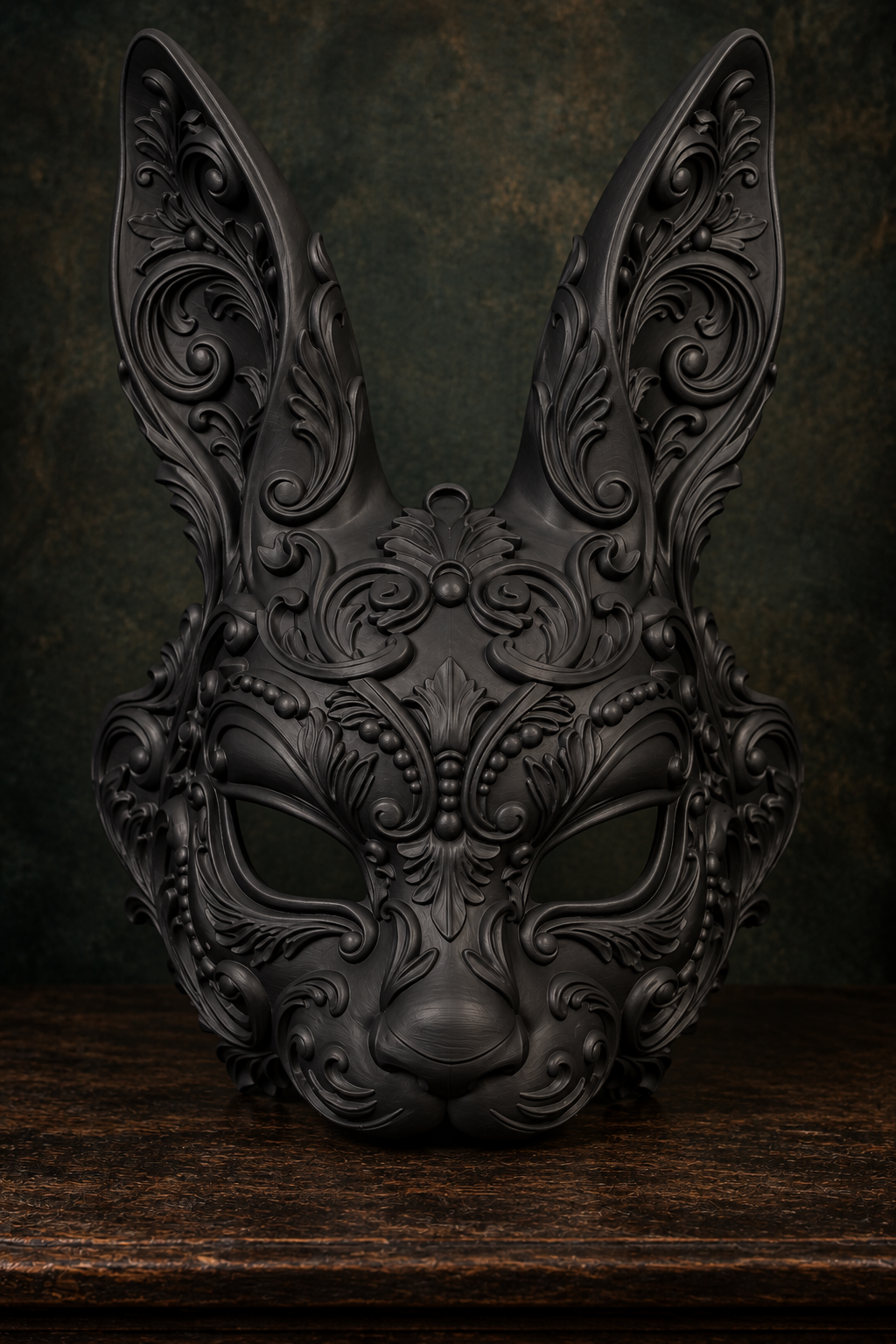 The Moonlit Hare — Baroque Rabbit Masquerade Mask by Gremlin Relics