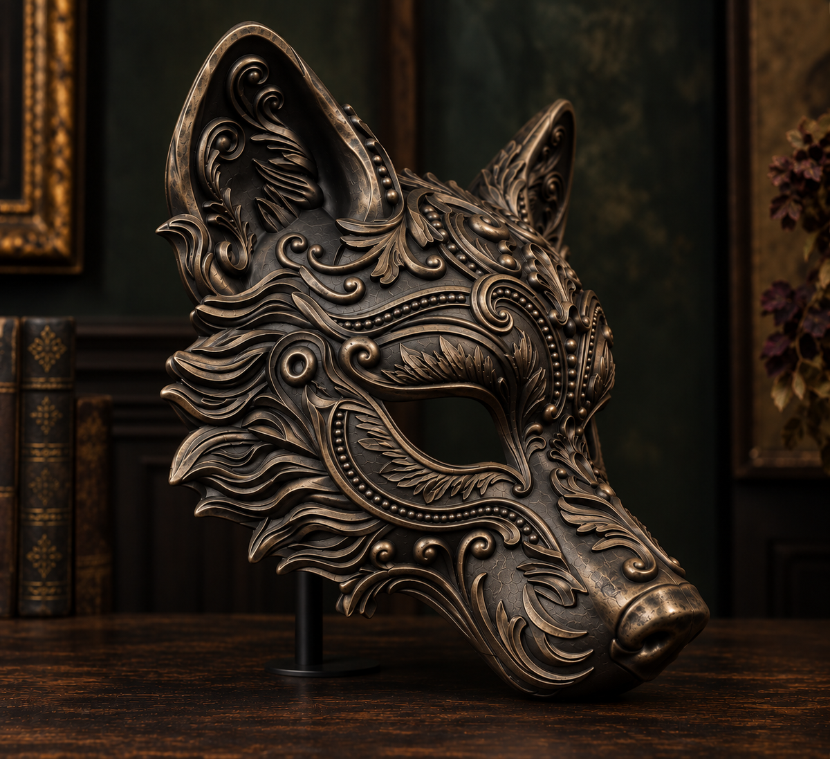 The Sly Regent — Baroque Fox Masquerade Mask by Gremlin Relics