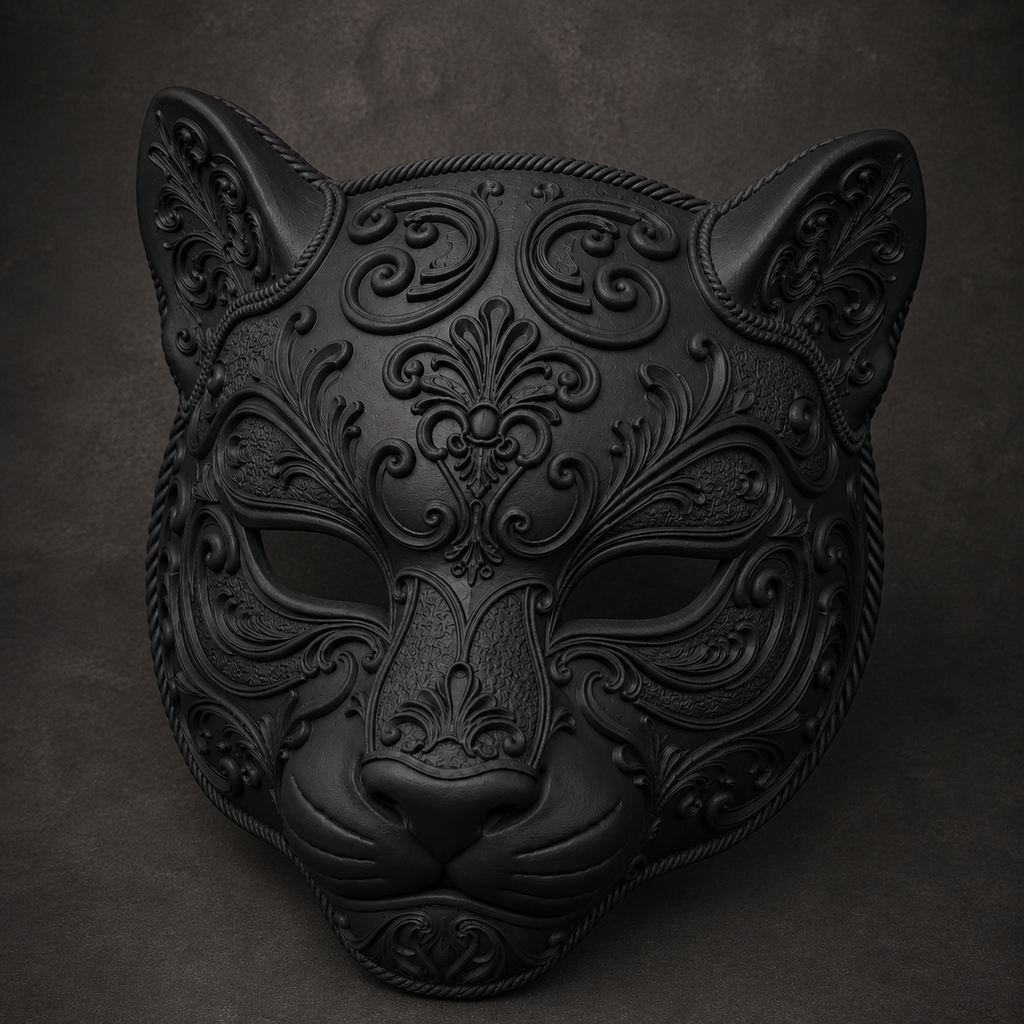 The Midnight Prowler — Baroque Panther Mask by Gremlin Relics