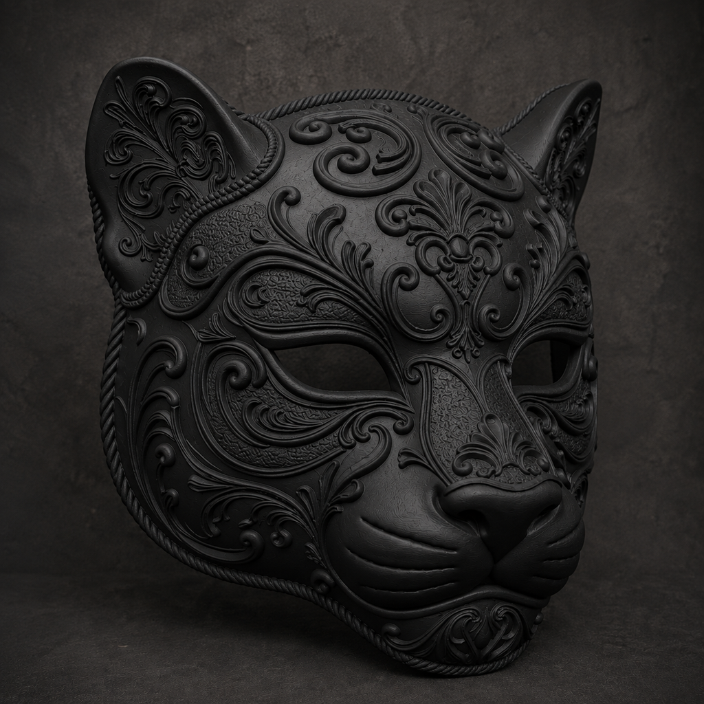 The Midnight Prowler — Baroque Panther Mask by Gremlin Relics