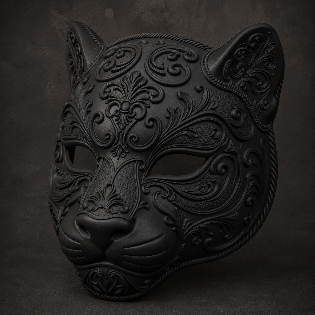 The Midnight Prowler — Baroque Panther Mask by Gremlin Relics