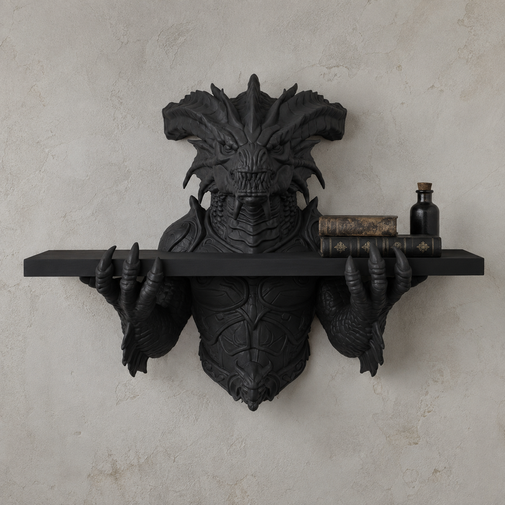 The Abyssal Wyrm — Sea Dragon Wall Shelf by Gremlin Relics