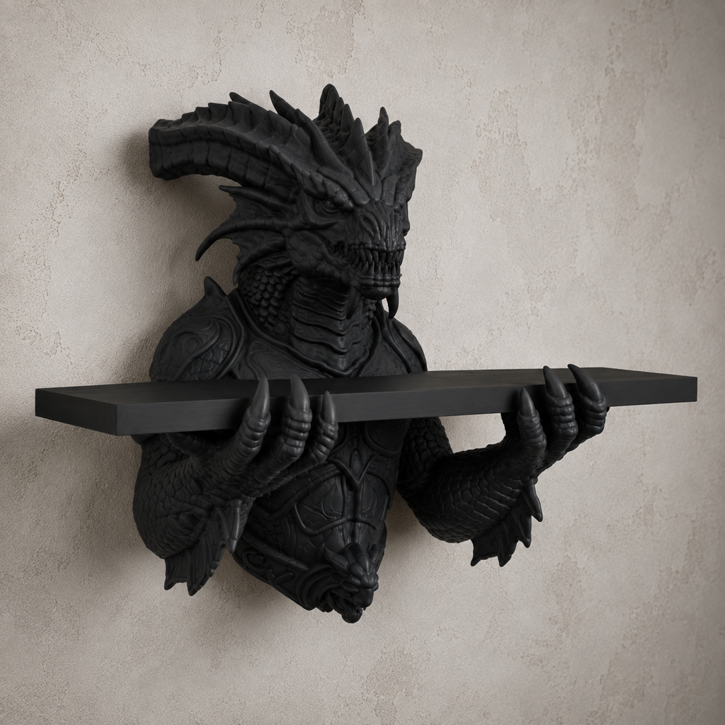 The Abyssal Wyrm — Sea Dragon Wall Shelf by Gremlin Relics