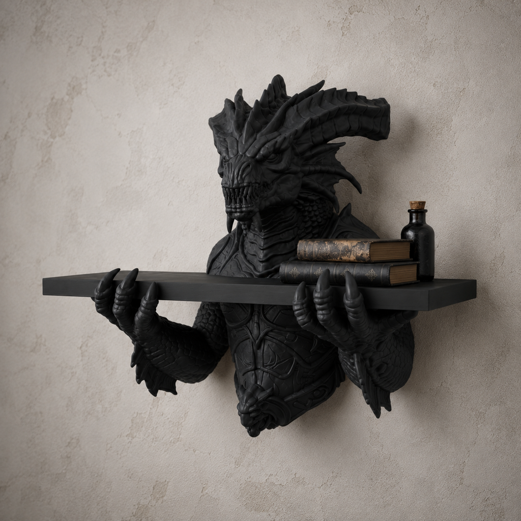 The Abyssal Wyrm — Sea Dragon Wall Shelf by Gremlin Relics