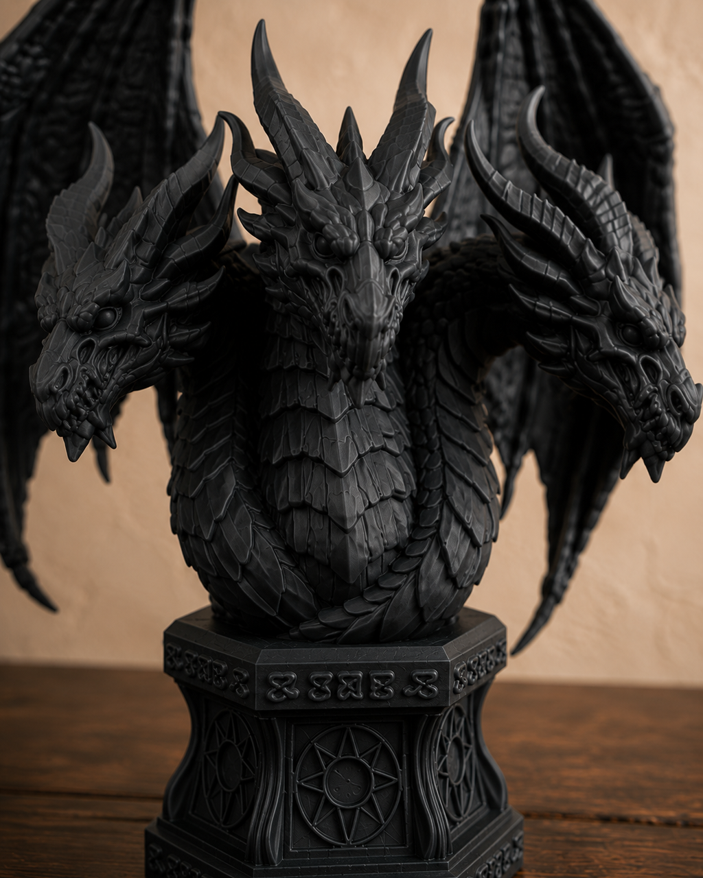 The Threefold Wyrm — Three Headed Dragon Statue by Gremlin Relics