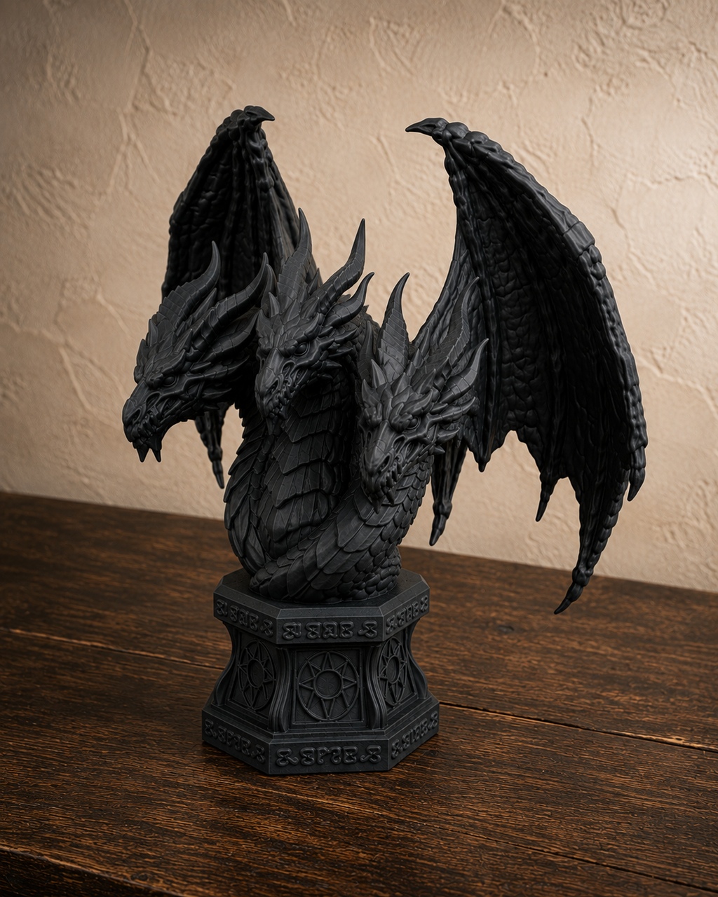 The Threefold Wyrm — Three Headed Dragon Statue by Gremlin Relics