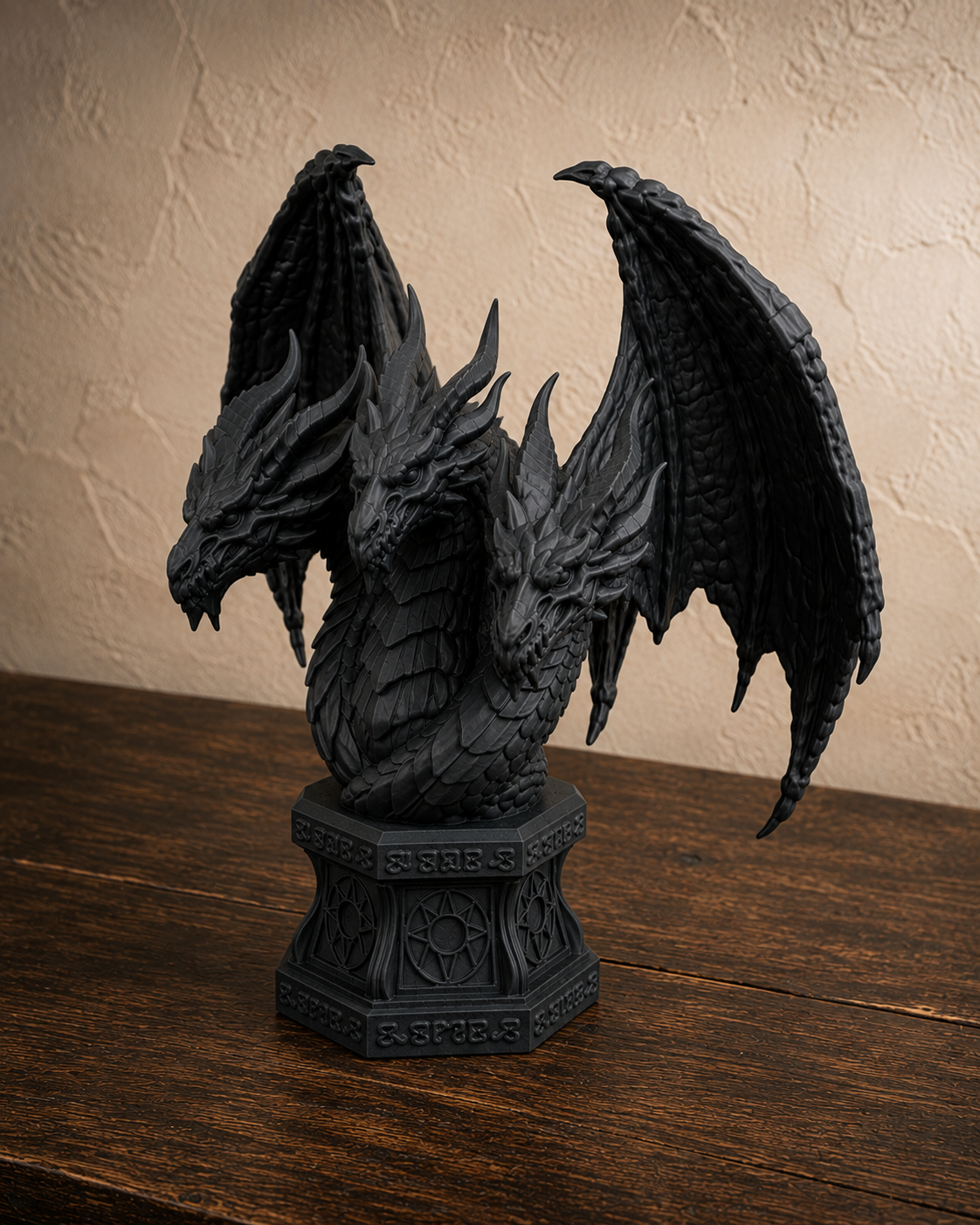 The Threefold Wyrm — Three Headed Dragon Statue by Gremlin Relics