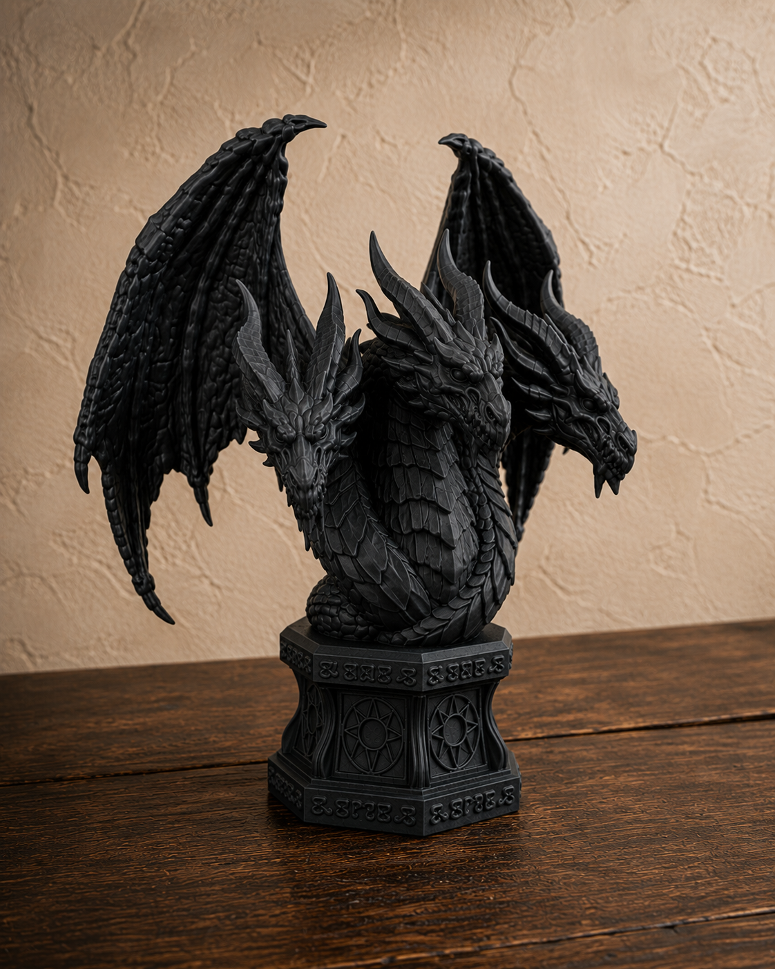 The Threefold Wyrm — Three Headed Dragon Statue by Gremlin Relics