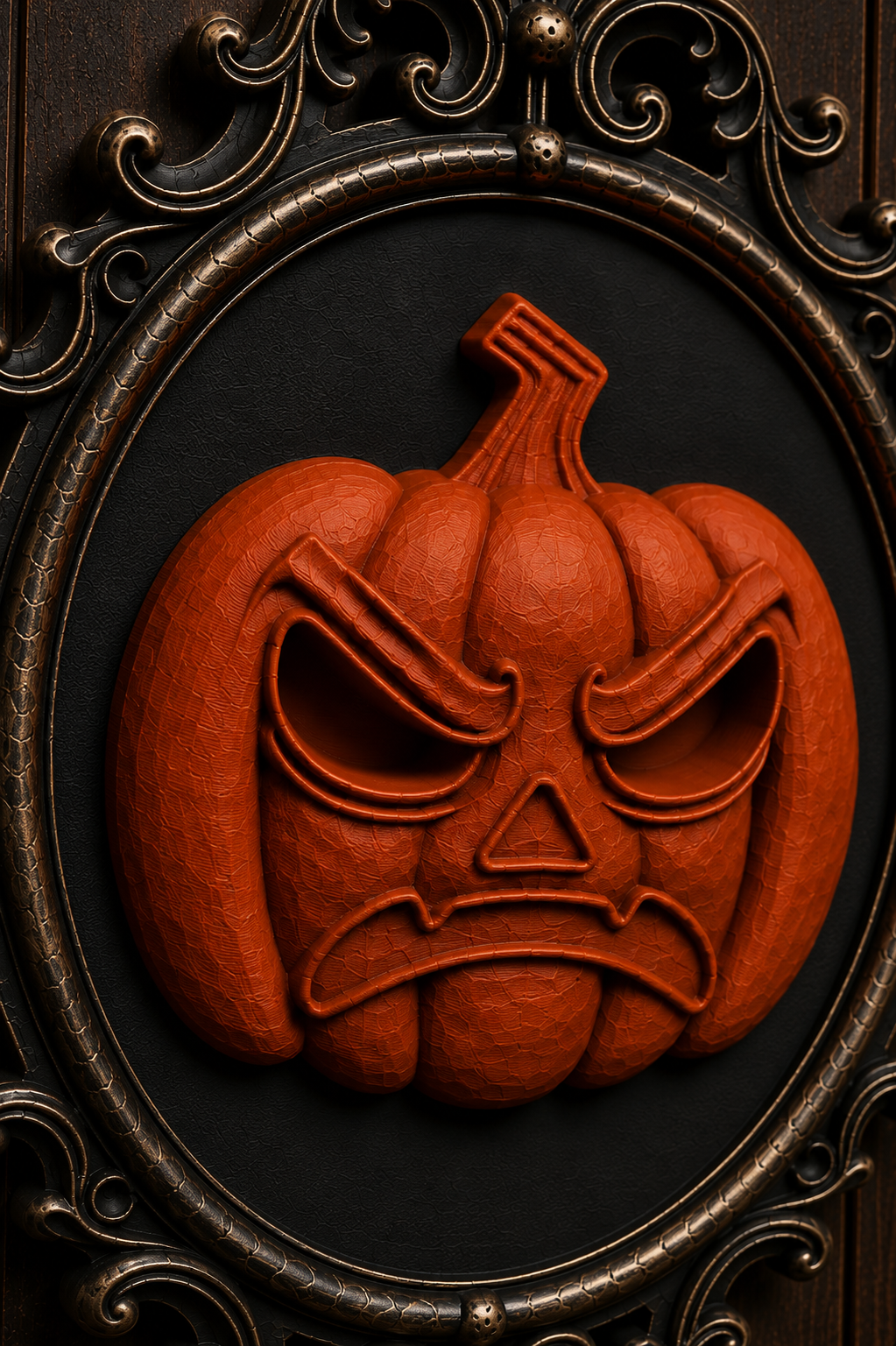 The Angry Lantern — Baroque Pumpkin Wall Plaque by Gremlin Relics