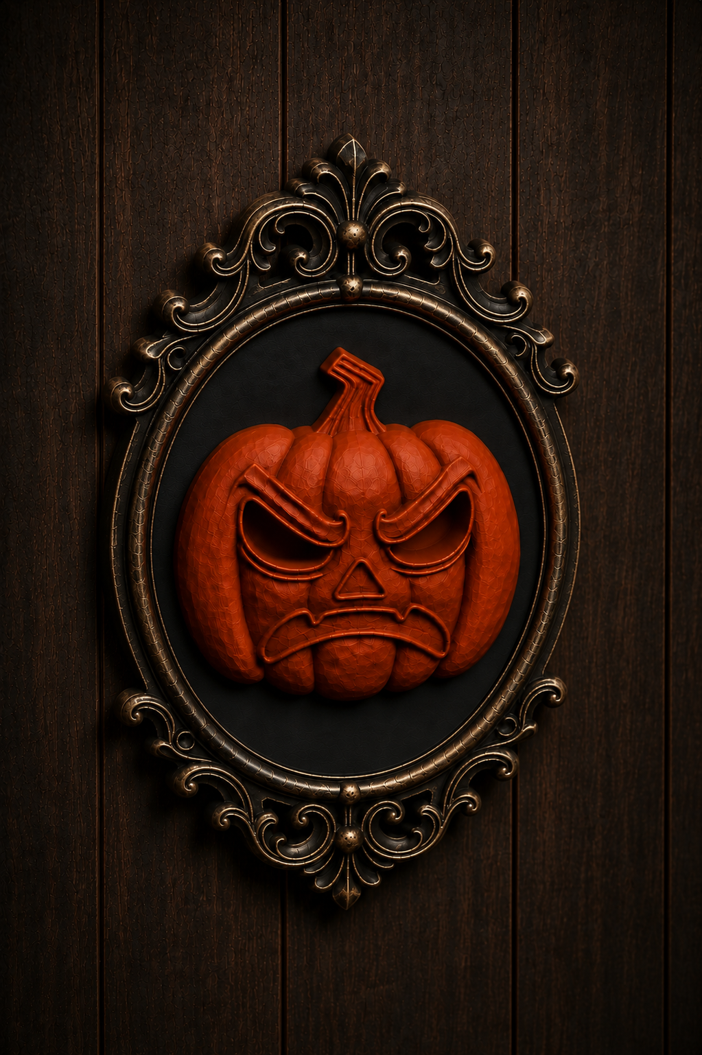 The Angry Lantern — Baroque Pumpkin Wall Plaque by Gremlin Relics