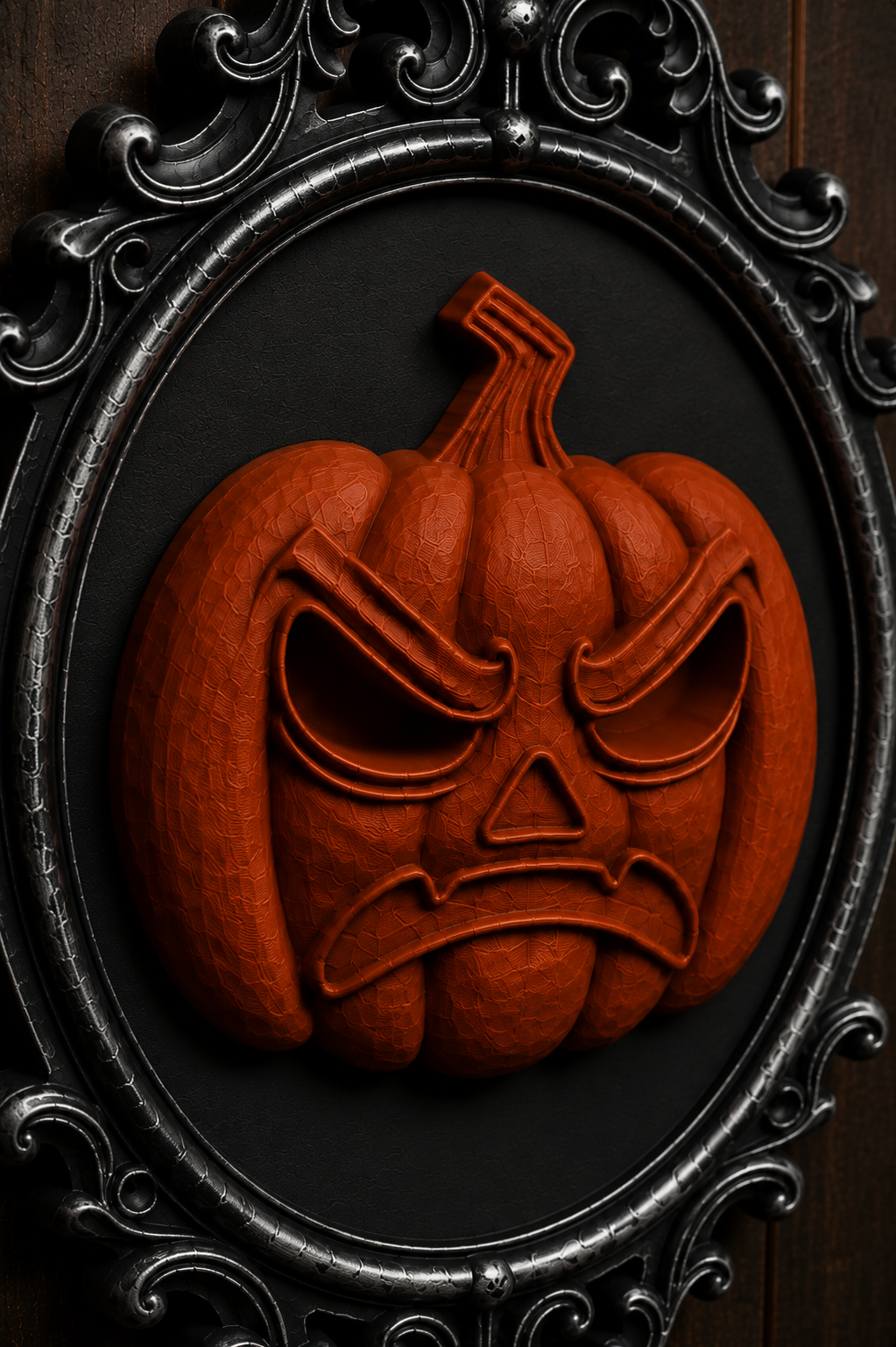The Angry Lantern — Baroque Pumpkin Wall Plaque by Gremlin Relics
