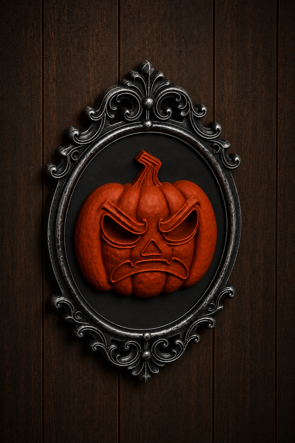 The Angry Lantern — Baroque Pumpkin Wall Plaque by Gremlin Relics