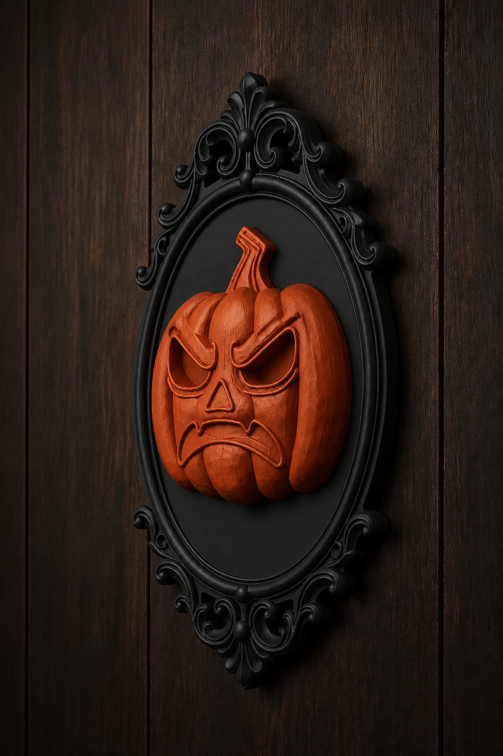 The Angry Lantern — Baroque Pumpkin Wall Plaque by Gremlin Relics