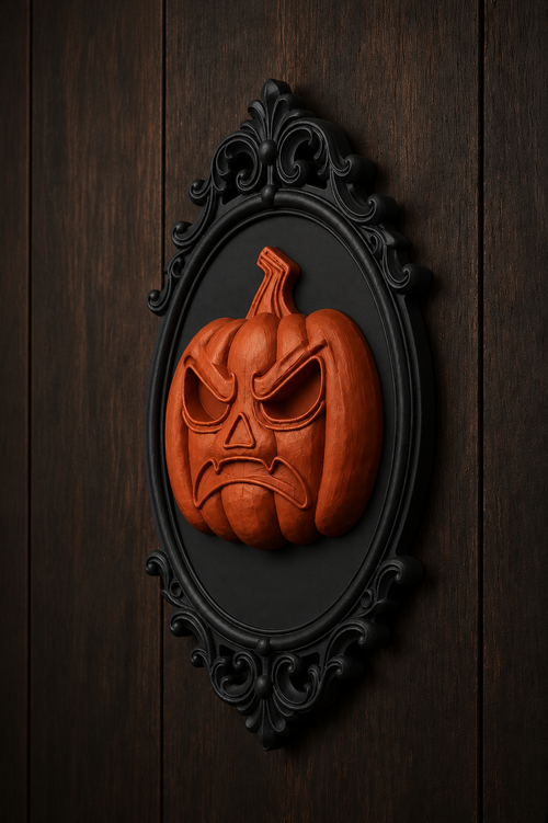 The Angry Lantern — Baroque Pumpkin Wall Plaque by Gremlin Relics