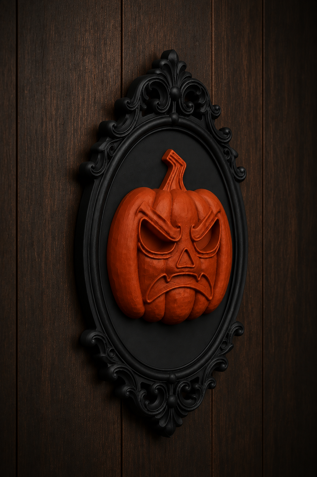 The Angry Lantern — Baroque Pumpkin Wall Plaque by Gremlin Relics