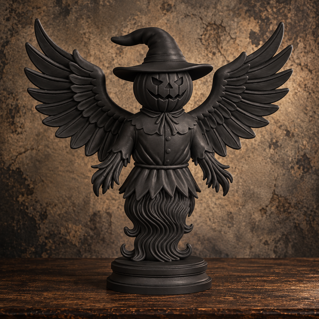 The Hollow Sentinel — Winged Scarecrow Figurine by Gremlin Relics