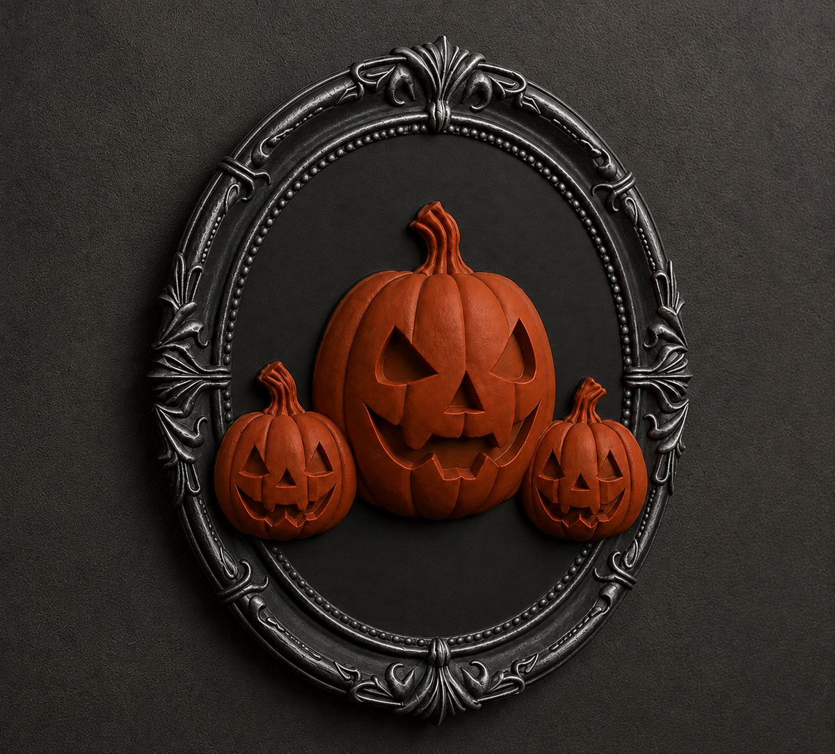 The Lantern Family — Three Pumpkin Cameo Wall Plaque by Gremlin Relics