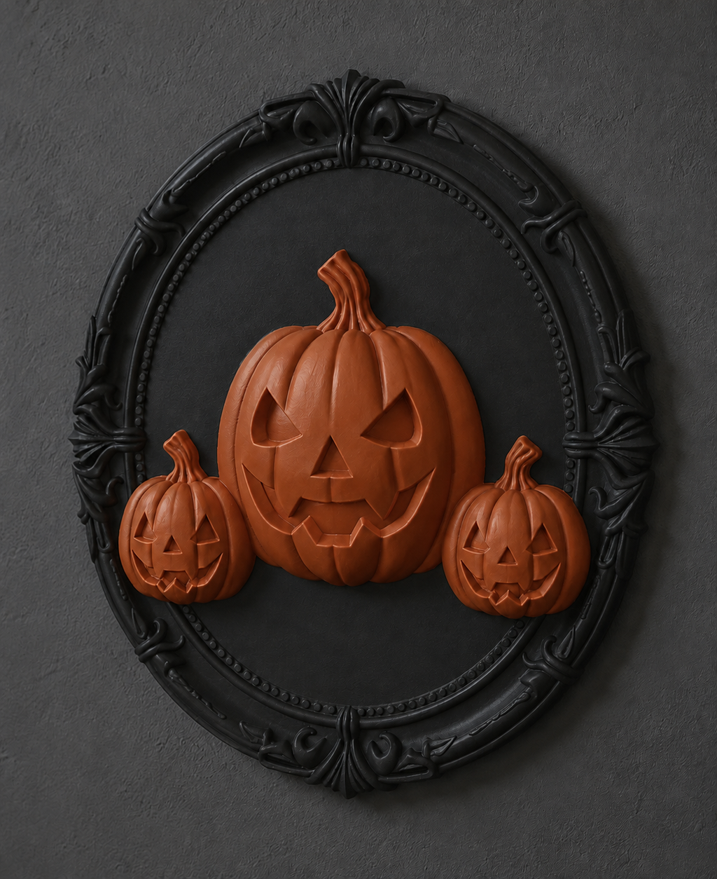 The Lantern Family — Three Pumpkin Cameo Wall Plaque by Gremlin Relics