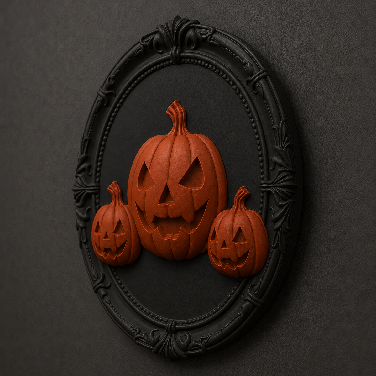 The Lantern Family — Three Pumpkin Cameo Wall Plaque by Gremlin Relics