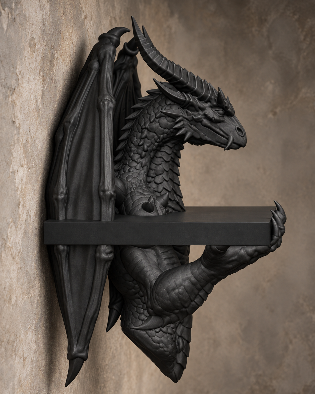 The Crowned Wyrm — Winged Dragon Wall Shelf by Gremlin Relics