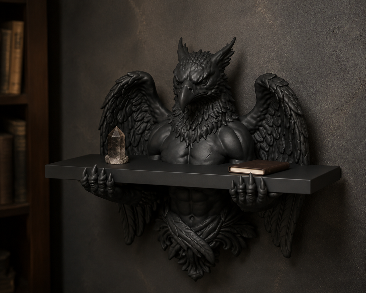 The Skybound Guardian — Hippogriff Wall Shelf by Gremlin Relics
