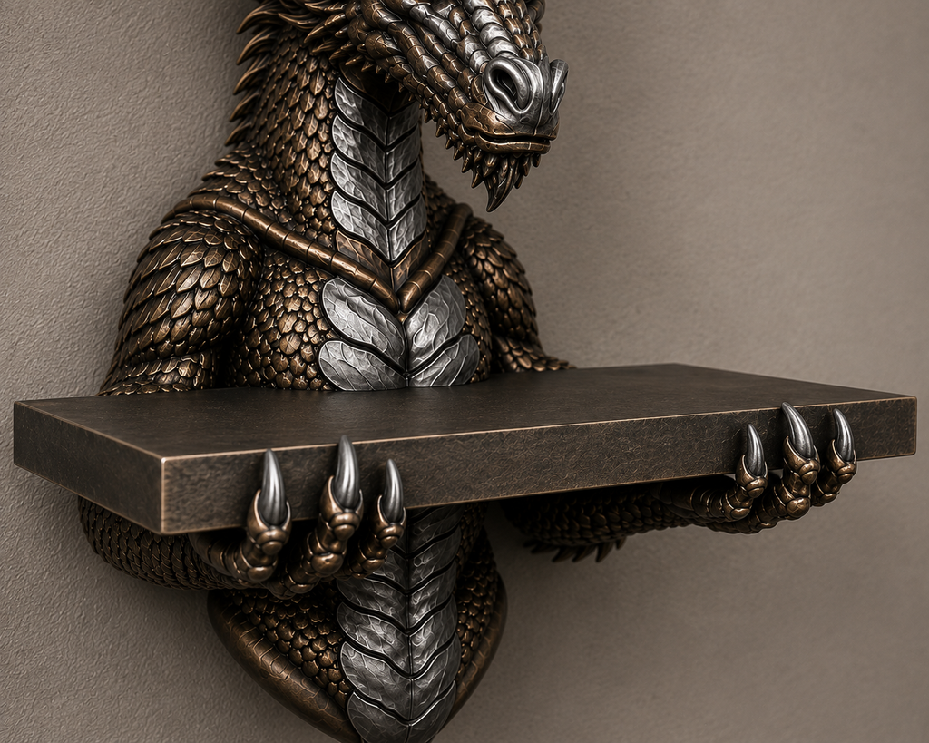 The Scaled Reliquary — Dragon Scale Wall Shelf by Gremlin Relics