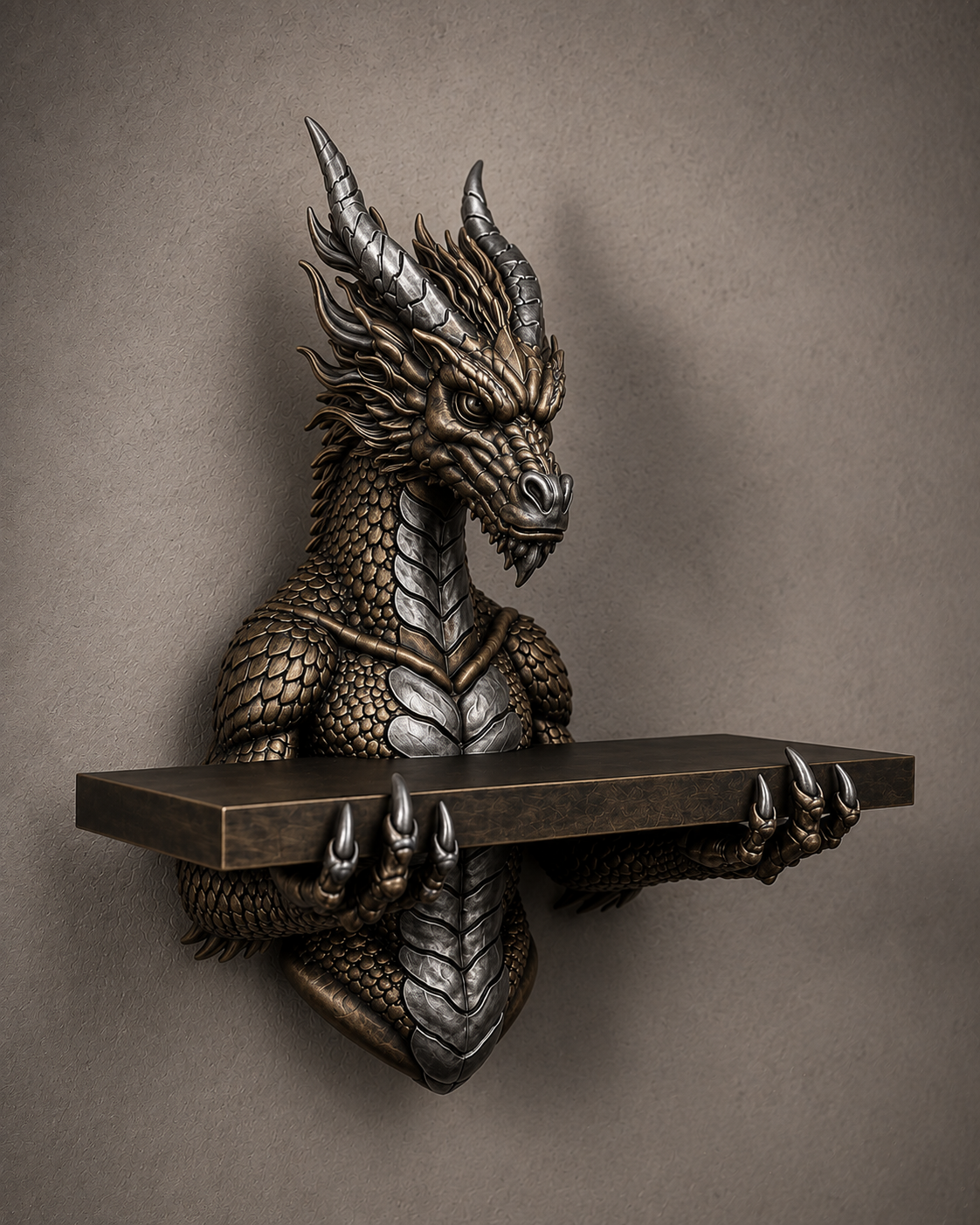 The Scaled Reliquary — Dragon Scale Wall Shelf by Gremlin Relics