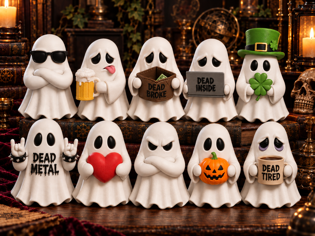 Gremlin Relics Life After Death Ghost Collection — Cute 3D Printed Deadpan Ghosts - Humour by Gremlin Relics