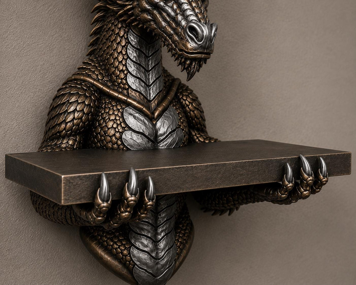 The Scaled Reliquary — Dragon Scale Wall Shelf by Gremlin Relics