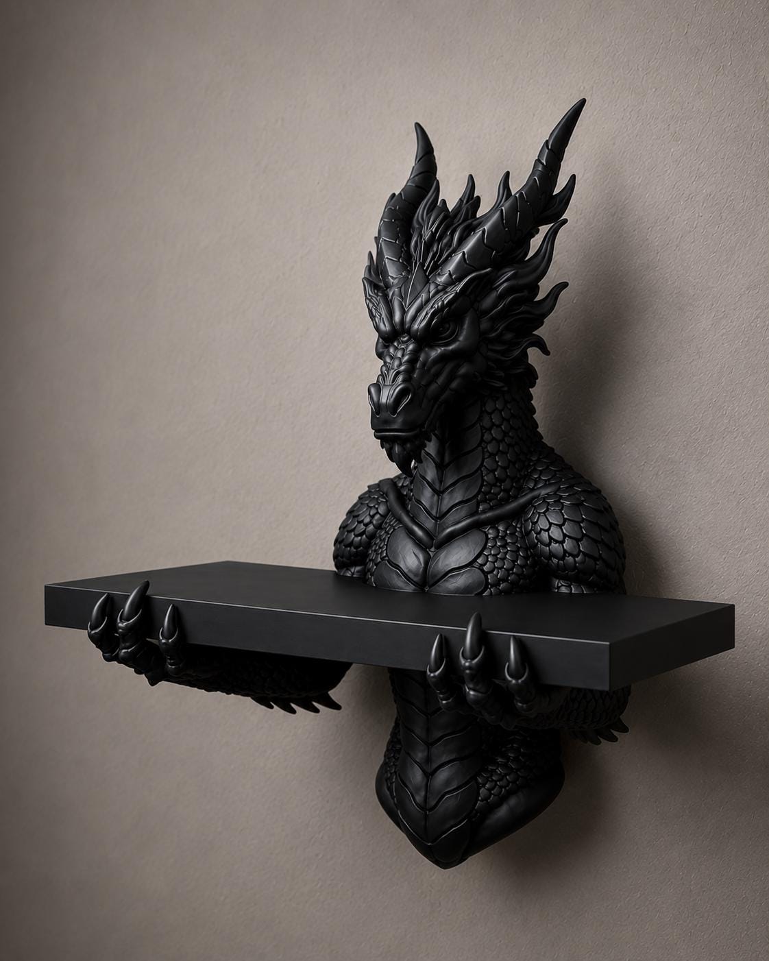 The Scaled Reliquary — Dragon Scale Wall Shelf by Gremlin Relics