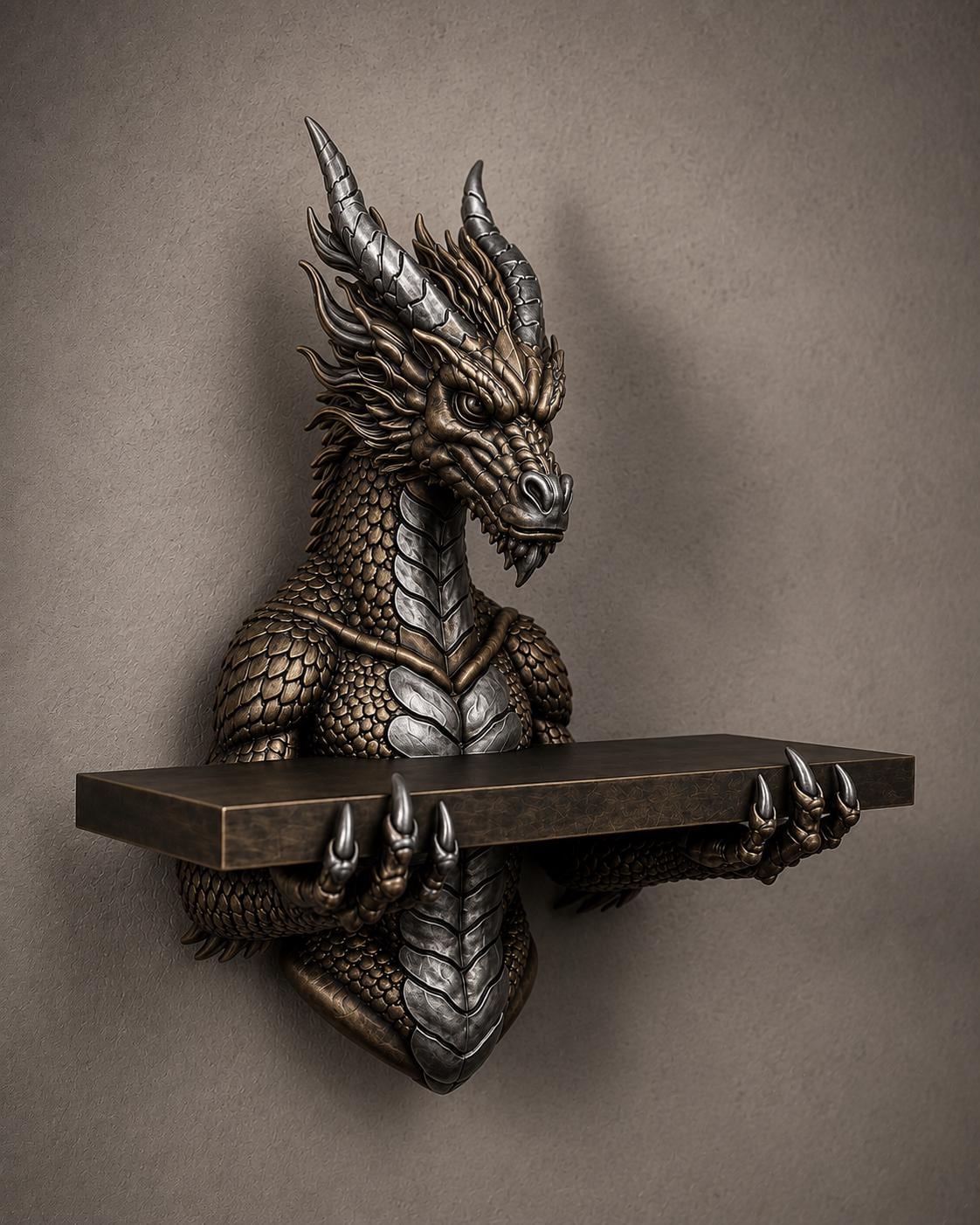 The Scaled Reliquary — Dragon Scale Wall Shelf by Gremlin Relics